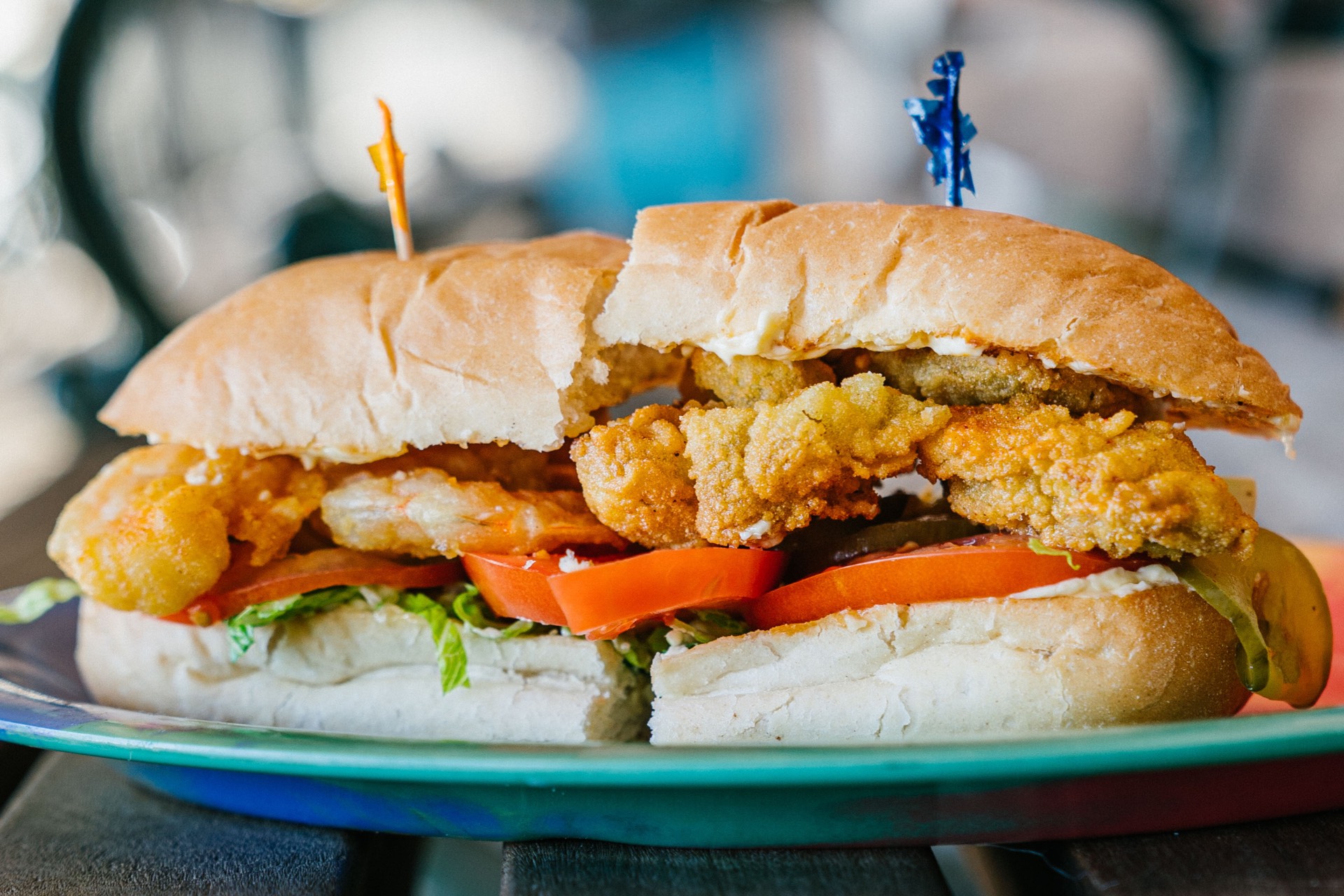 a seafood poboy sandwich